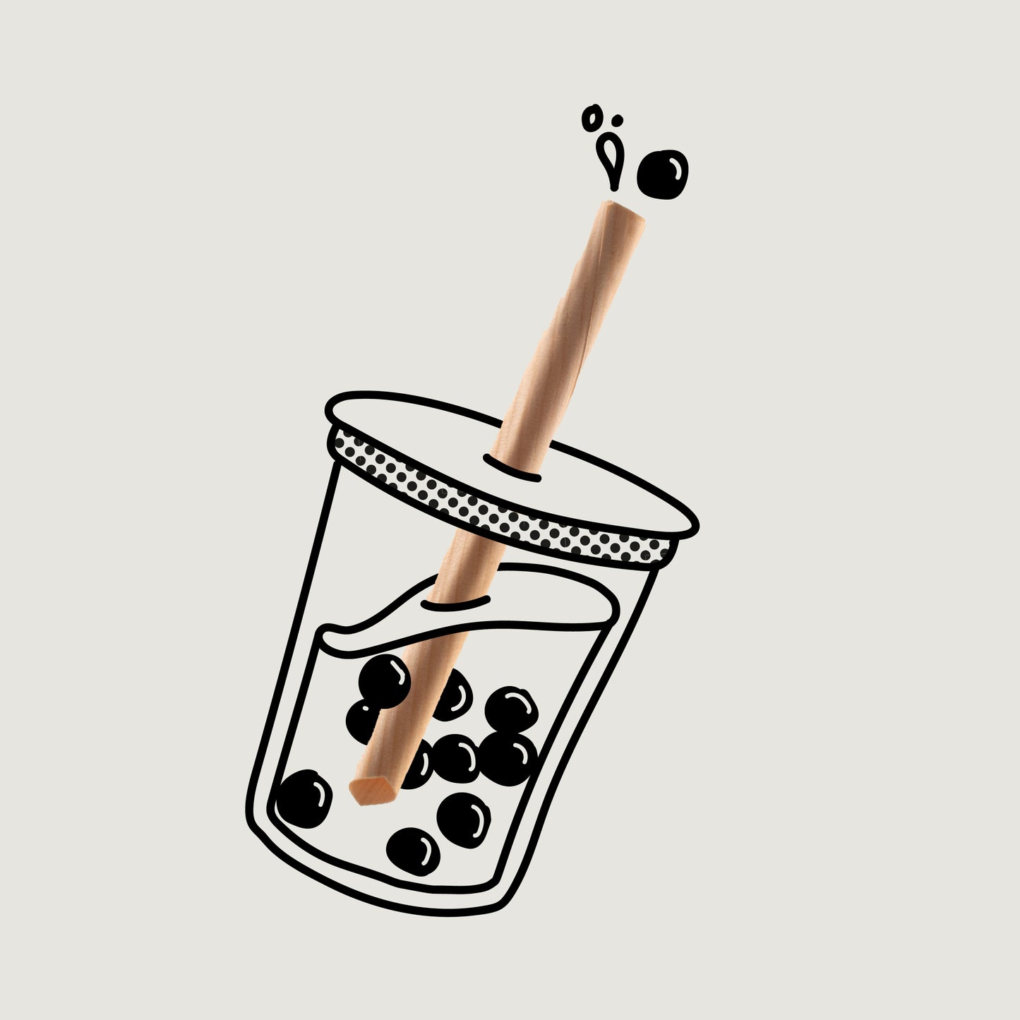 Bubble-Tea Trinkhalm in illustriertem Bubbletea 