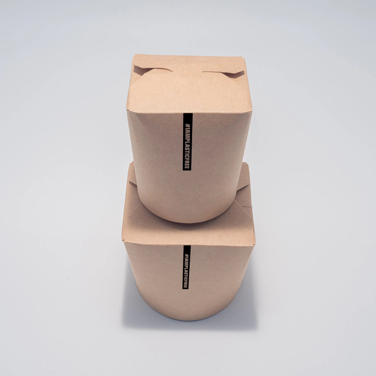 Runde Take-Away-Boxen mit Faltdeckel in zwei Größen aufeinander stehend