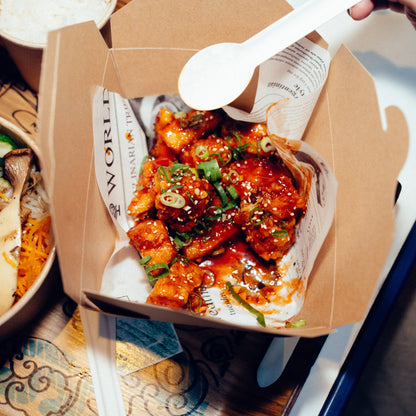 Rechteckige Takeaway-Box mit Faltdeckel